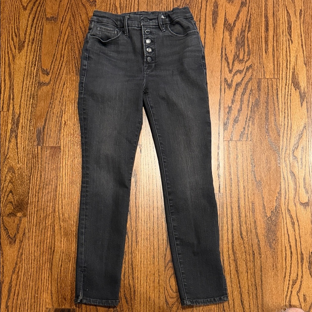 Good American- Black Button Fly Coggarette Jeans Sz 4
